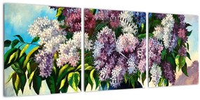 Tablou - Buchet de liliac (cu ceas) (90x30 cm)