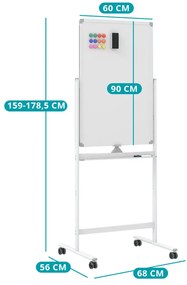 Tablă magnetică reversibilă cu accesorii, 60 x 90 cm