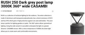 Mini Stalp LED iluminat exterior simetric 360º wide IP65 RUSH 25cm 3000K CASAMBI