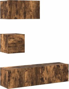 vidaXL Set dulapuri TV, 4 piese, stejar fumuriu, lemn prelucrat