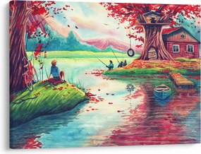Tablou - Acuarelă, Golf într-un sat de munte (70x50 cm)