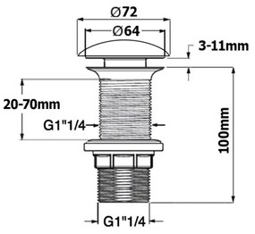 Isvea - Ventil de scurgere pentru chiuvetă Ø 7,2 cm, negru mat