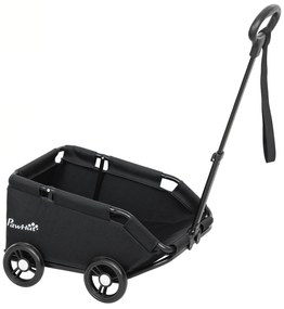 PawHut Cărucior pentru câini, cărucior pentru căței pliabil cu 4 roți cu tija de împingere reglabilă 53 x 45 x 28 cm negru | Aosom Romania