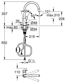 GROHE 30551000 - Baterie pentru chiuvetă START EDGE 357 mm, crom lucios
