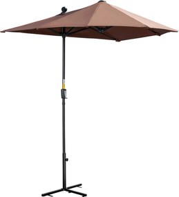 Outsunny Umbrelă de Terasă 200x190x240 cm cu Manivelă, Stâlp din Oțel și Bază în Formă de Cruce Anti-UV pentru Terasă și Balcon, Gri | Aosom Romania