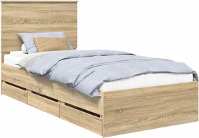vidaXL Cadru de pat Stejar Sonoma 90 x 190 cm Lemn Ingineresc