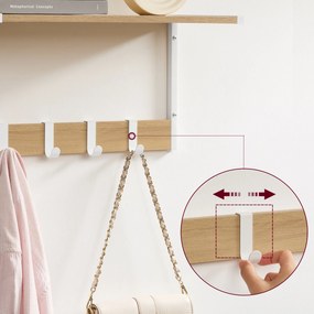 Polita de perete cu carlige VELORY set 2 buc 50x24,2 cm, alb/dub sonoma