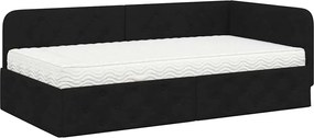 vidaXL Cadru de pat colțar Negru 90 x 190 cm țesătură