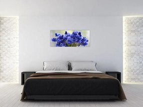 Tablou buchet cu flori albastre (120x50 cm)