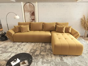 Colțar extensibil dumonde cu ladă de depozitare si sezut confortabil din spuma high-density, Berlin XL Royal Mustar 350x185 cm II