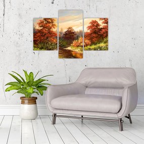 Tablou - Râu în peisaj de toamnă (90x60 cm)
