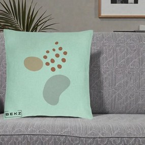 Perna Decorativa Abstract Forme Organice Pastel, 40x40 cm, Verde Menta, Husa Detasabila, Perna Inclusa, BEKZ®