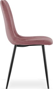 Roz scaun bucatarie LAVA din catifea cu picioare negre