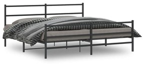 355390 vidaXL Cadru pat metalic cu tăblii de cap/picioare, negru, 200x200 cm
