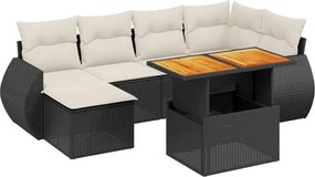 vidaXL Set canapele de grădină cu perne, 7 piese, negru, poliratan