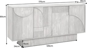 Comoda cu model optic 3D, Lemn, Maro fumuriu, ART DECO 170cm A-45478 VC