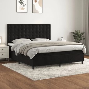 3143279 vidaXL Pat box spring cu saltea, negru, 180x200 cm, catifea