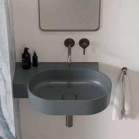 Lavoar suspendat Omnires Ovo M+ finisaj gri cenusa mat 64.5 cm stanga