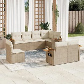 vidaXL Set canapele de grădină, 8 piese, cu perne, bej, poliratan