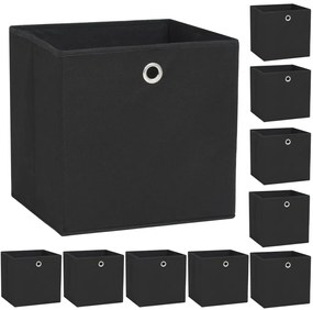 vidaXL Cutii de depozitare, 10 buc. negru 32x32x32 cm material nețesut