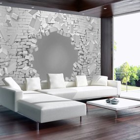 Fototapet - 3D - explozie peretelui din cărămizi (254x184 cm)