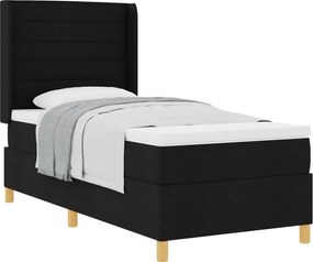 vidaXL Pat cu arcuri cu saltea cu headboard Negru 90 x 200 cm țesătură