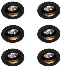 Set 6 becuri Spot încastrat rotund reglabil negru - Chuck 70