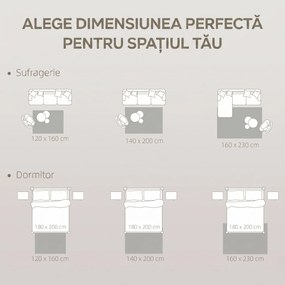 HOMCOM Covor Modern Antiderapant din Poliester și Bumbac cu Design Liniar, pentru Living, Dormitor, Crem | Aosom Romania