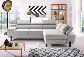 Coltar extensibil MOLINA MINI, sezlong dreapta, stofa gri deschis - Au