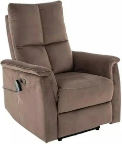 Fotoliu recliner NEPTUN M, cappuccino, stofa catifelata/metal, functie