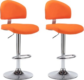 vidaXL Scaune de bar, 2 buc., portocaliu, piele ecologică