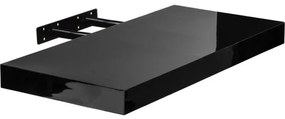 Raft de perete Volato, 90 cm, negru lucios