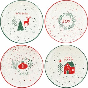 Set de 4 farfurii de desert din ceramică Let It Snow 20 cm