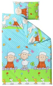 Lenjerie de pat pentru patut OVECKY albastra Dimensiune lenjerie de pat: 45 x 65 cm | 90 x 135 cm