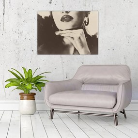 Tablou pe sticlă - Vintage, poza unei femei (70x50 cm)