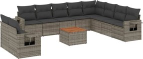 vidaXL Set canapele de grădină cu perne, 11 piese, gri, poliratan