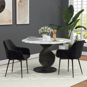 HOMCOM Set 2 Scaune Tapițate în Stil Nordic cu Brațe și Picioare din Oțel pentru Sufragerie, 54x57x80 cm, Negru | Aosom Romania