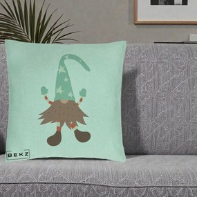 Perna Decorativa Pitic Gnom Nordic cu Cadou Menta, 40x40 cm, Verde Menta, Husa Detasabila, Perna Inclusa, BEKZ®
