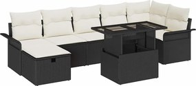 vidaXL Set de canapele pentru grădină cu pernă 8 pcs Negru Rattan poli