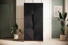 Dulap Asha 100 cm și mânere metalice - artisan / negru mat / mânere negre