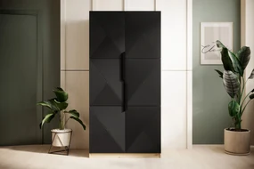 Dulap Asha 100 cm și mânere metalice - artisan / negru mat / mânere negre