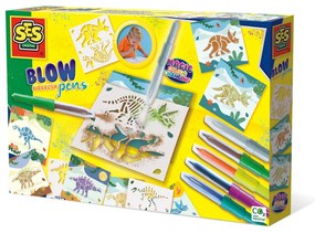 Set creativ – Desenez dinozauri cu markere cu aerograf ca isi schimba culoarea