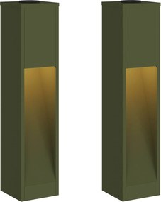 vidaXL Lampa de parcurs LED solar 2 pcs Verde măsliniu