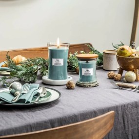 Lumânare parfumată vază mare WoodWick Evergreen Cashmere, 609 g