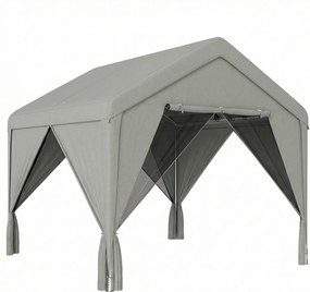 Outsunny Tonelă de grădină pavilion de grădină impermeabil structură robustă din oțel galvanizat cu acoperiș în două ape 3x3m gri | Aosom Romania