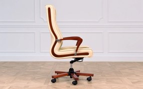 Scaun lemn masiv crem Toronto Model T3 Coniac - Piele
