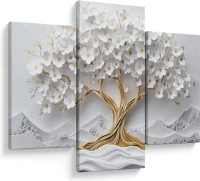 Tablou – Arborele vieții 3D plin de flori (90x60 cm)