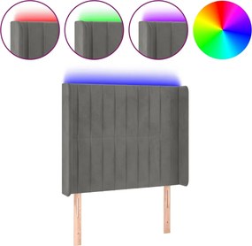 vidaXL Tăblie de pat cu LED, gri deschis, 103x16x118/128 cm, catifea
