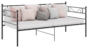 vidaXL Cadru de pat canapea, negru, 90x200 cm, metal