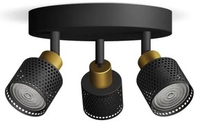 Spot Philips NIALL 3xGU10/5W/230V negru/alamă